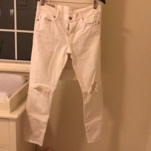 Ralph Lauren white ripped jeans